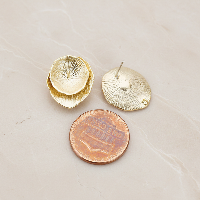 Double Layer Lotus Flower Ear Post, 2 Pc (ER.088)