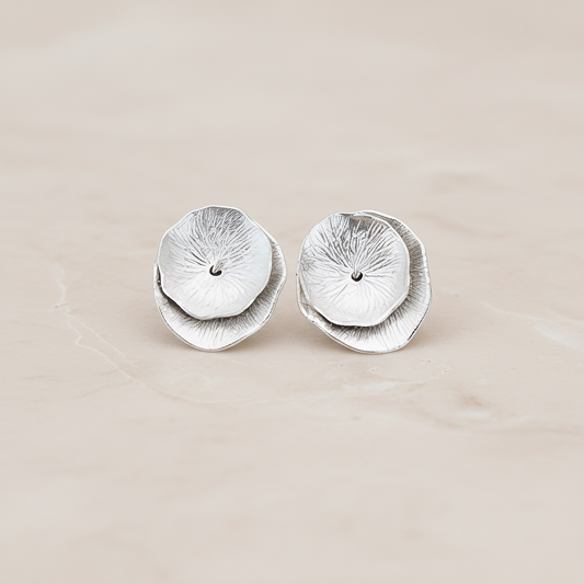 Double Layer Lotus Flower Ear Post, 2 Pc (ER.088)