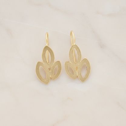 Triple Leaves Earwire, 2 Pc - Matte Gold (ER.091)