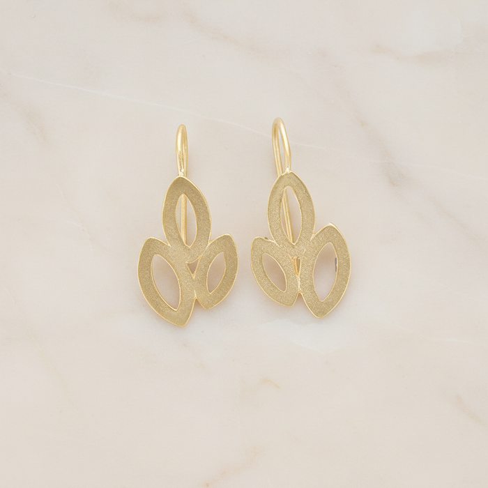 Triple Leaves Earwire, 2 Pc - Matte Gold (ER.091)