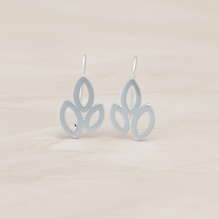 Triple Leaves Earwire, 2 Pc - Matte Original Rhodium (ER.091)