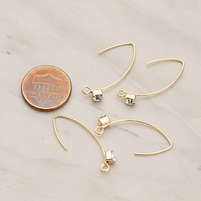 Unique Long Square Framed Cubic Zirconia Earwire, 4 Pc - detail view 1 (ER.112)