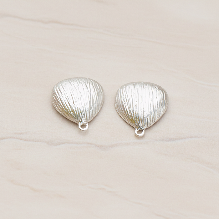 Brushed Chestnut Ear Post, 2 Pc - Matte Original Rhodium (ER.119)