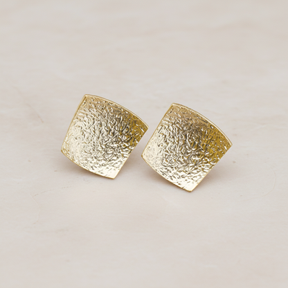 Leather Textured Square Ear Post, 2 Pc (ER.138)