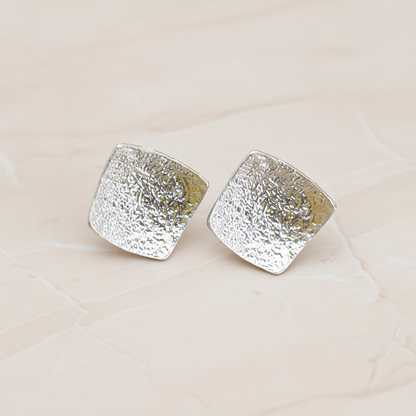 Leather Textured Square Ear Post, 2 Pc (ER.138)