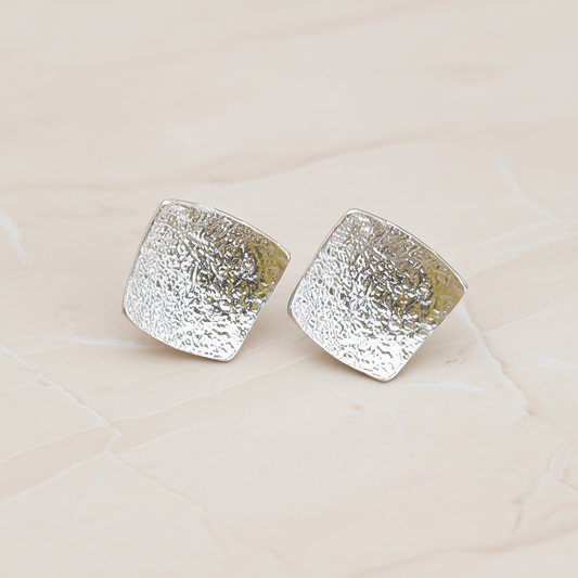 Leather Textured Square Ear Post, 2 Pc (ER.138)
