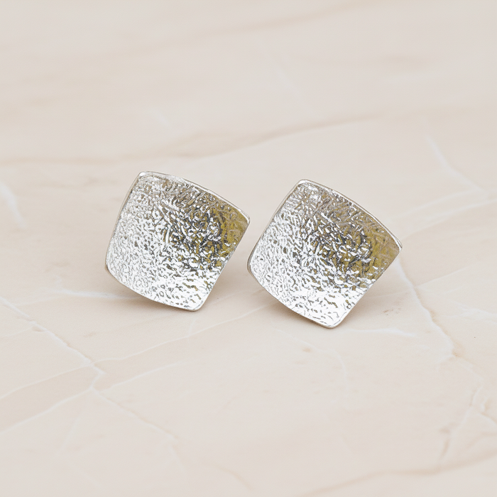 Leather Textured Square Ear Post, 2 Pc (ER.138)