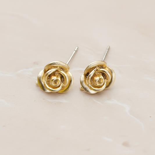 3D Rose Flower Ear Post, 2 Pc (ER.144)