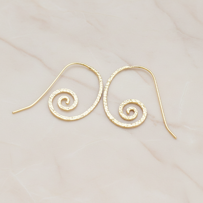 Hammered Swirl Earwire, 2 Pc - Matte Gold (ER.173)