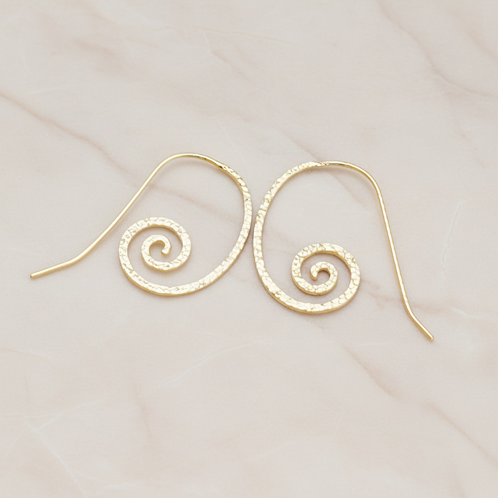 Hammered Swirl Earwire, 2 Pc - Matte Gold (ER.173)
