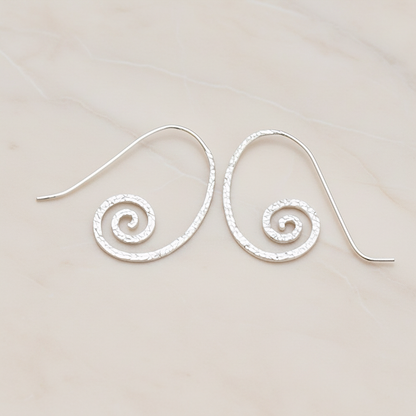 Hammered Swirl Earwire, 2 Pc - Matte Original Rhodium (ER.173)