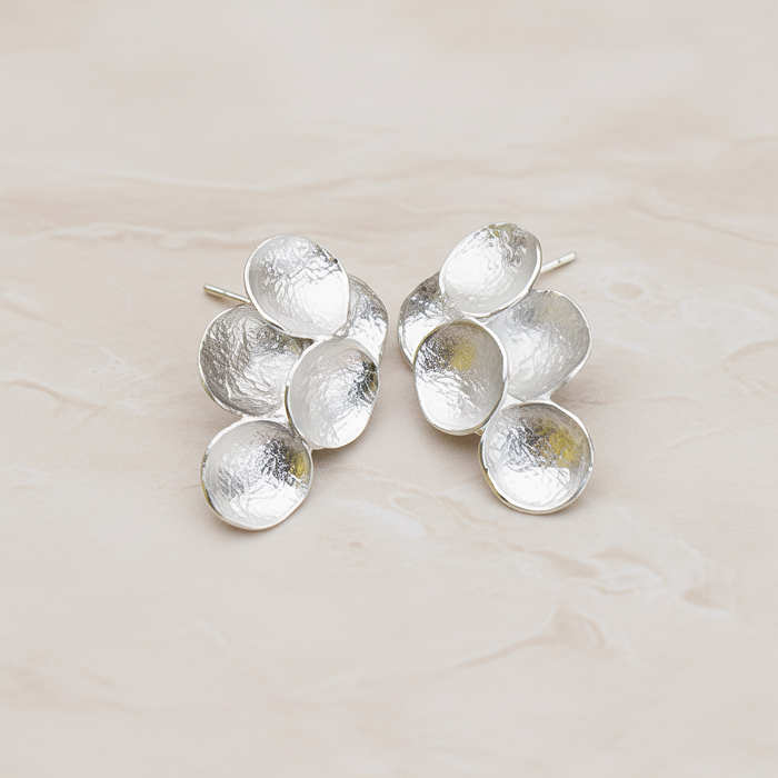 Single Round Textured Circle Ear Post, 2 Pc (ER.176-02)