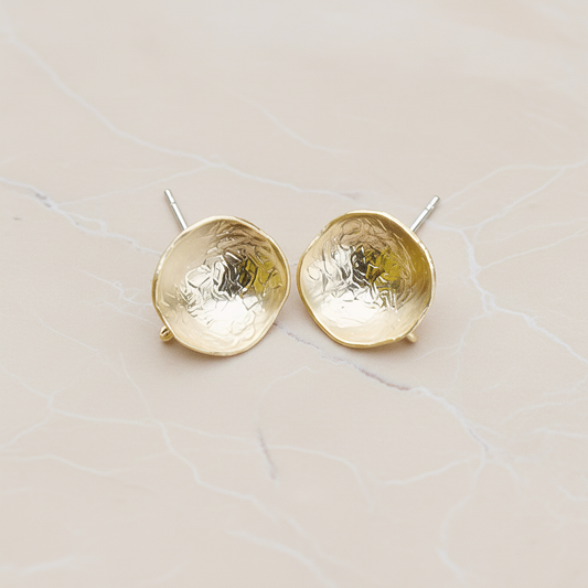 Single Round Textured Circle Ear Post, 2 Pc (ER.176-02)