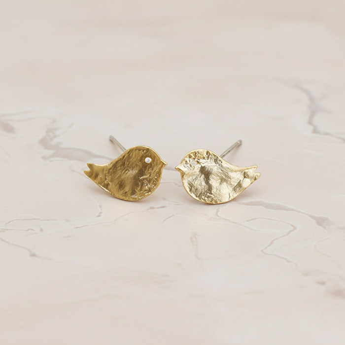 Textured Sparrow Bird Ear Post, 2 Pc (ER.232)
