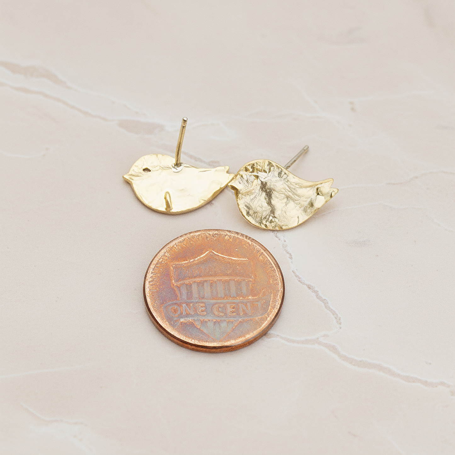 Textured Sparrow Bird Ear Post, 2 Pc (ER.232)