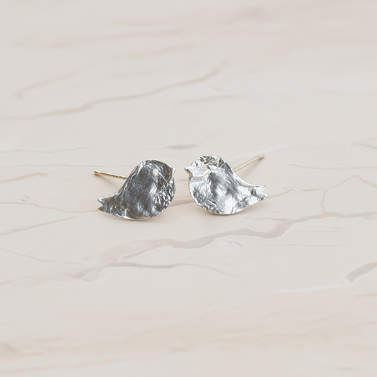 Textured Sparrow Bird Ear Post, 2 Pc (ER.232)