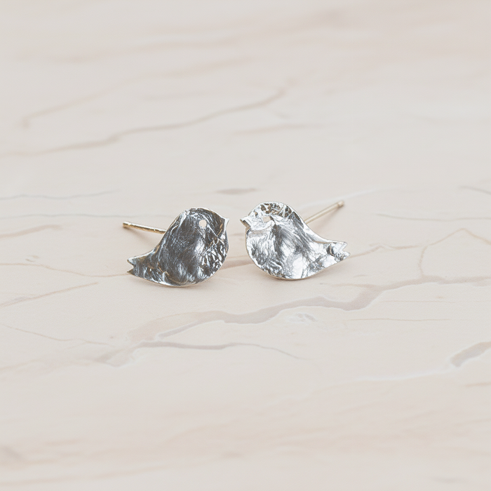Textured Sparrow Bird Ear Post, 2 Pc (ER.232)
