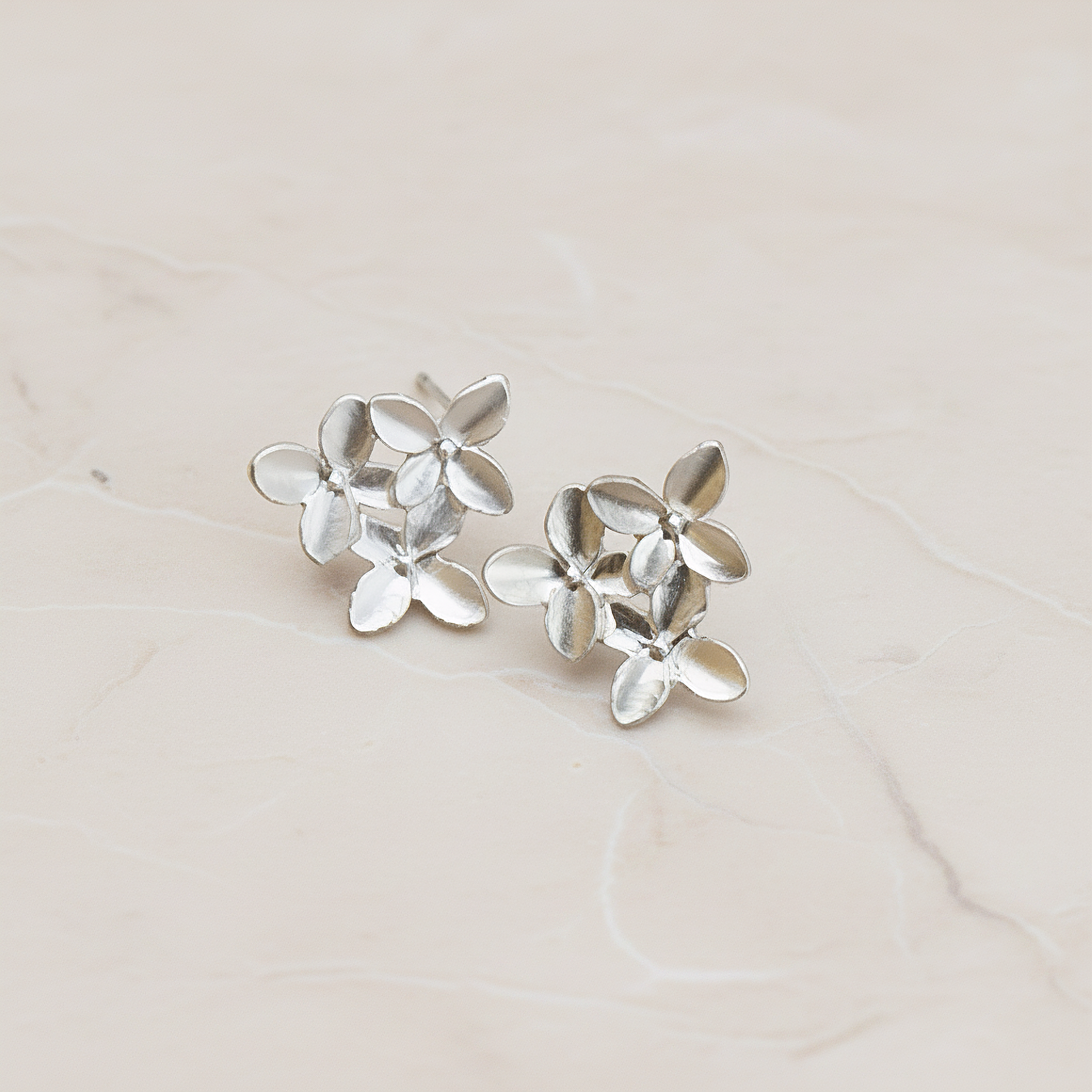 Cherry Blossom Flower Ear Post, 2 Pc - Matte Original Rhodium (ER.239)