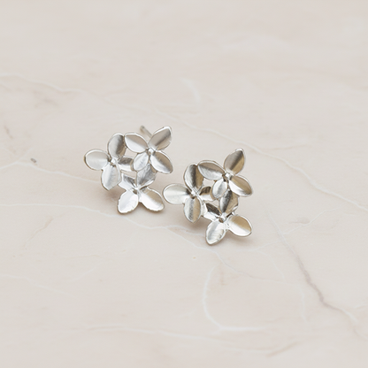 Cherry Blossom Flower Ear Post, 2 Pc - Matte Original Rhodium (ER.239)