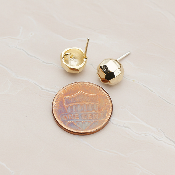 Metal Crystal Cut Ball Ear Post, 2 Pc - detail view 1 (ER.251)