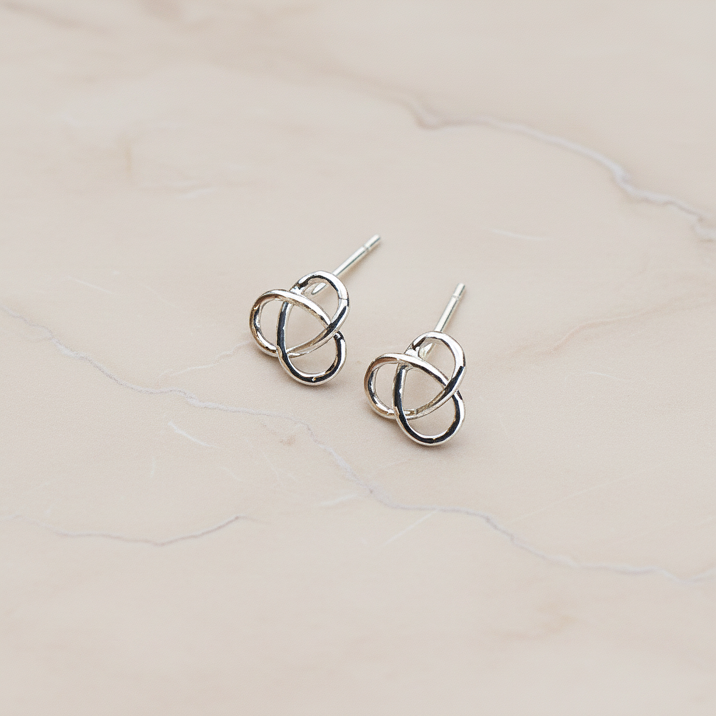Trinity Shaped Wire Ear Post, 2 Pc - Glossy Original Rhodium (ER.252)