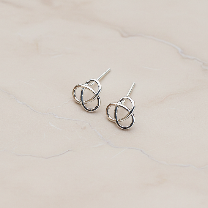 Trinity Shaped Wire Ear Post, 2 Pc - Glossy Original Rhodium (ER.252)