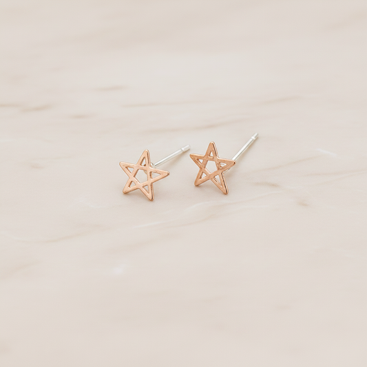 Drawing Star Ear Post, 2 Pc (ER.253)