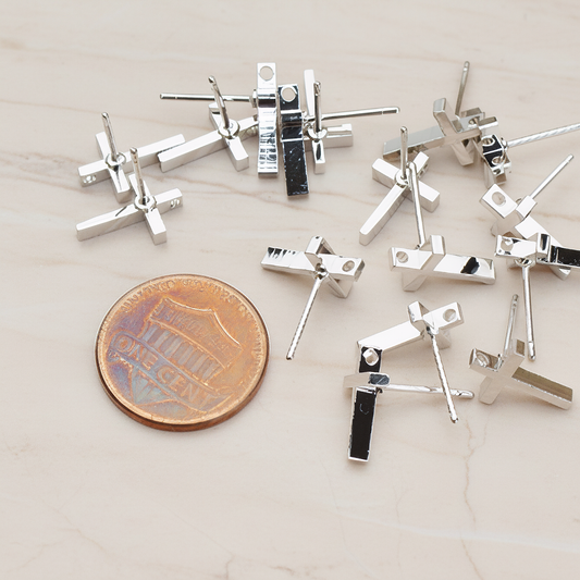 Simple Cross Ear Post, 2 Pc (ER.256)