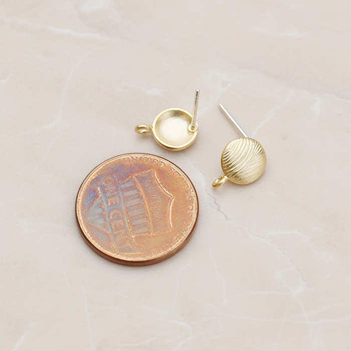 Textured Round Ear Post, 2 Pc (ER.257)