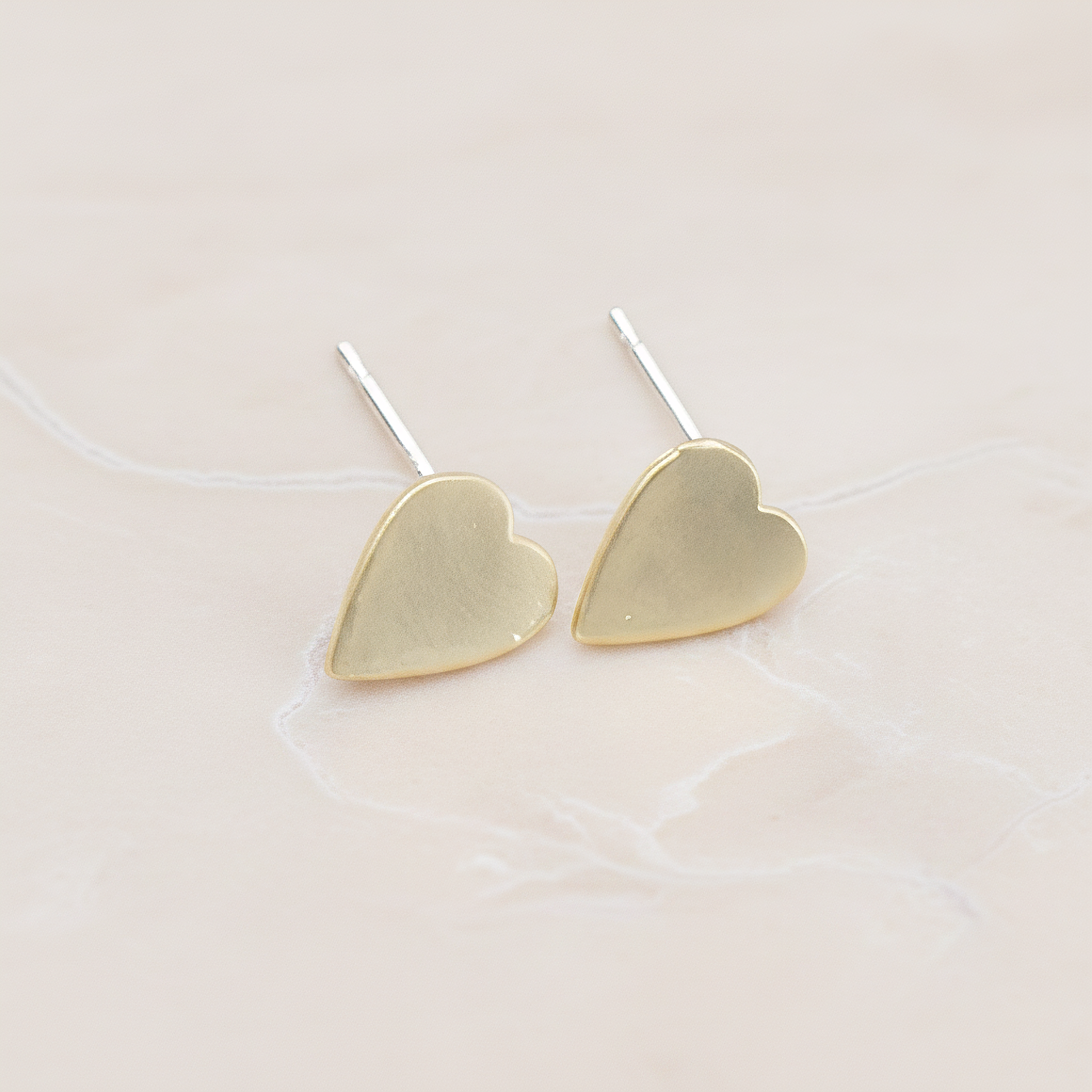 Plain Simple Heart Ear Post, 2 Pc - Matte Gold (ER.261)
