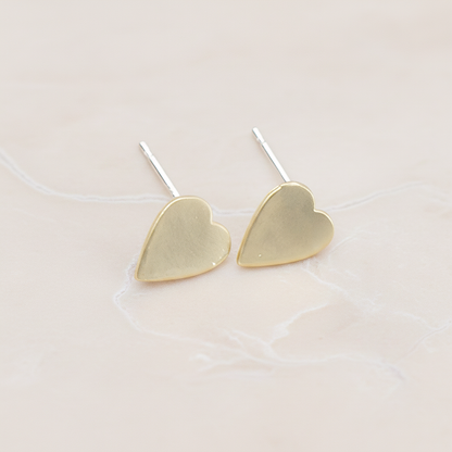 Plain Simple Heart Ear Post, 2 Pc - Matte Gold (ER.261)