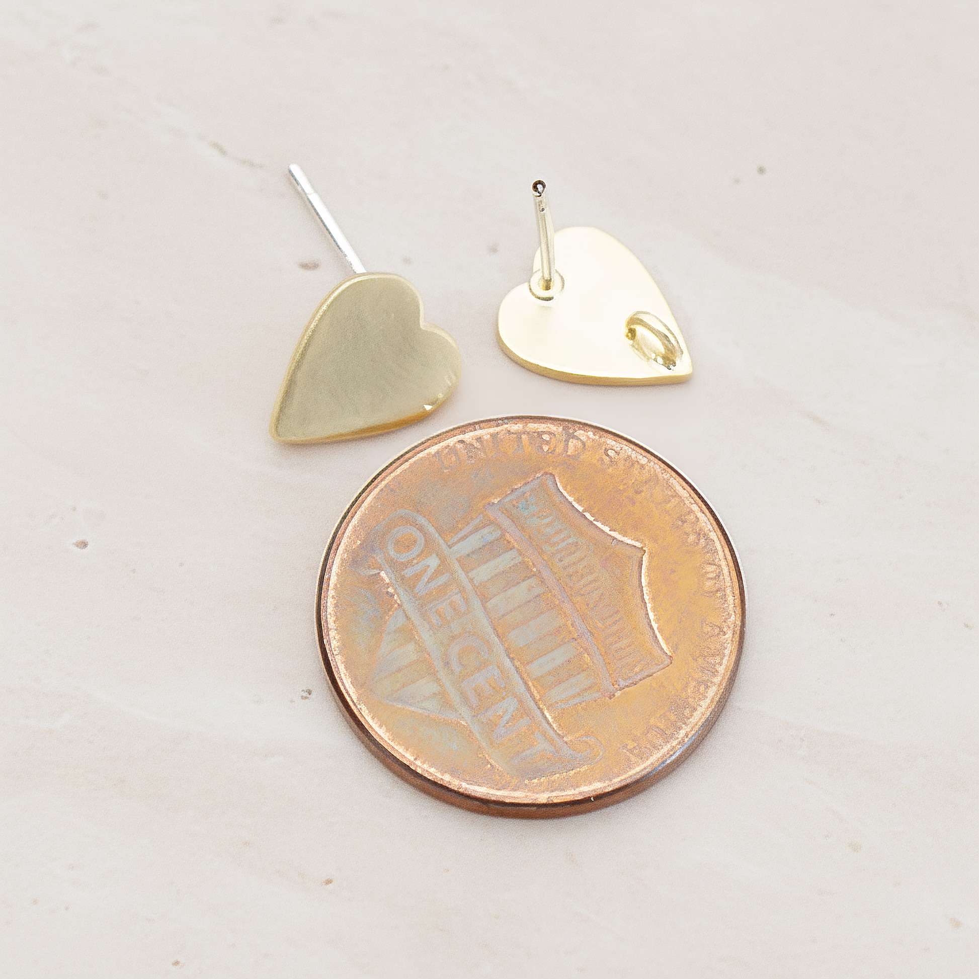 Plain Simple Heart Ear Post, 2 Pc - detail view 1 (ER.261)
