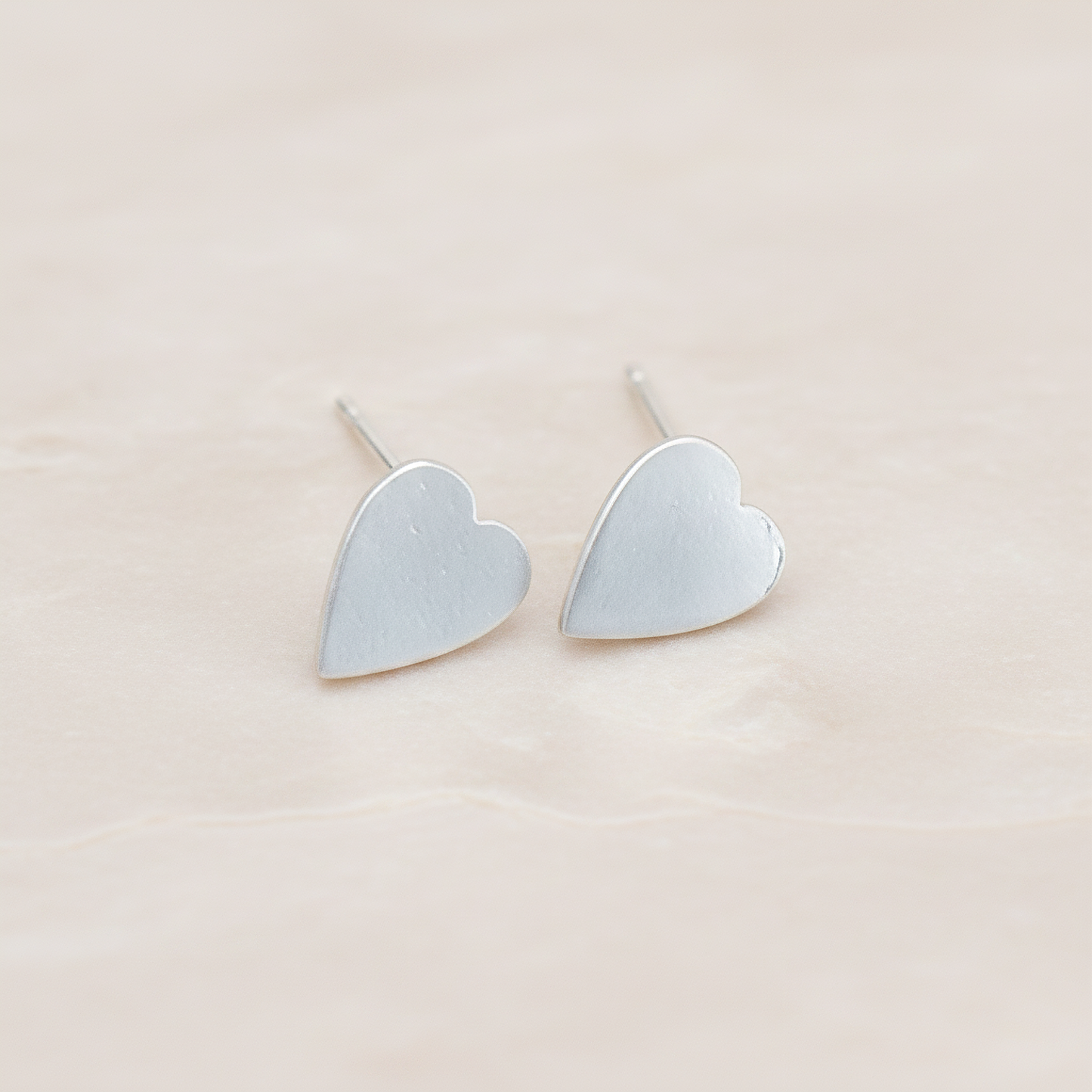 Plain Simple Heart Ear Post, 2 Pc - Matte Original Rhodium (ER.261)
