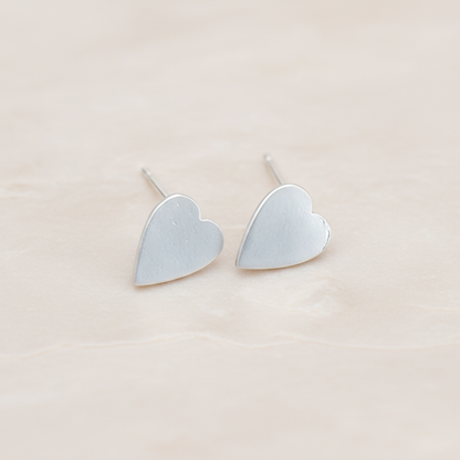 Plain Simple Heart Ear Post, 2 Pc - Matte Original Rhodium (ER.261)