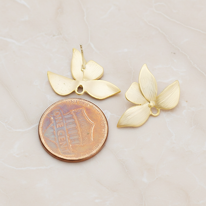 Brushed Four Petals Half Flower Ear Post, 2 Pc (ER.264)