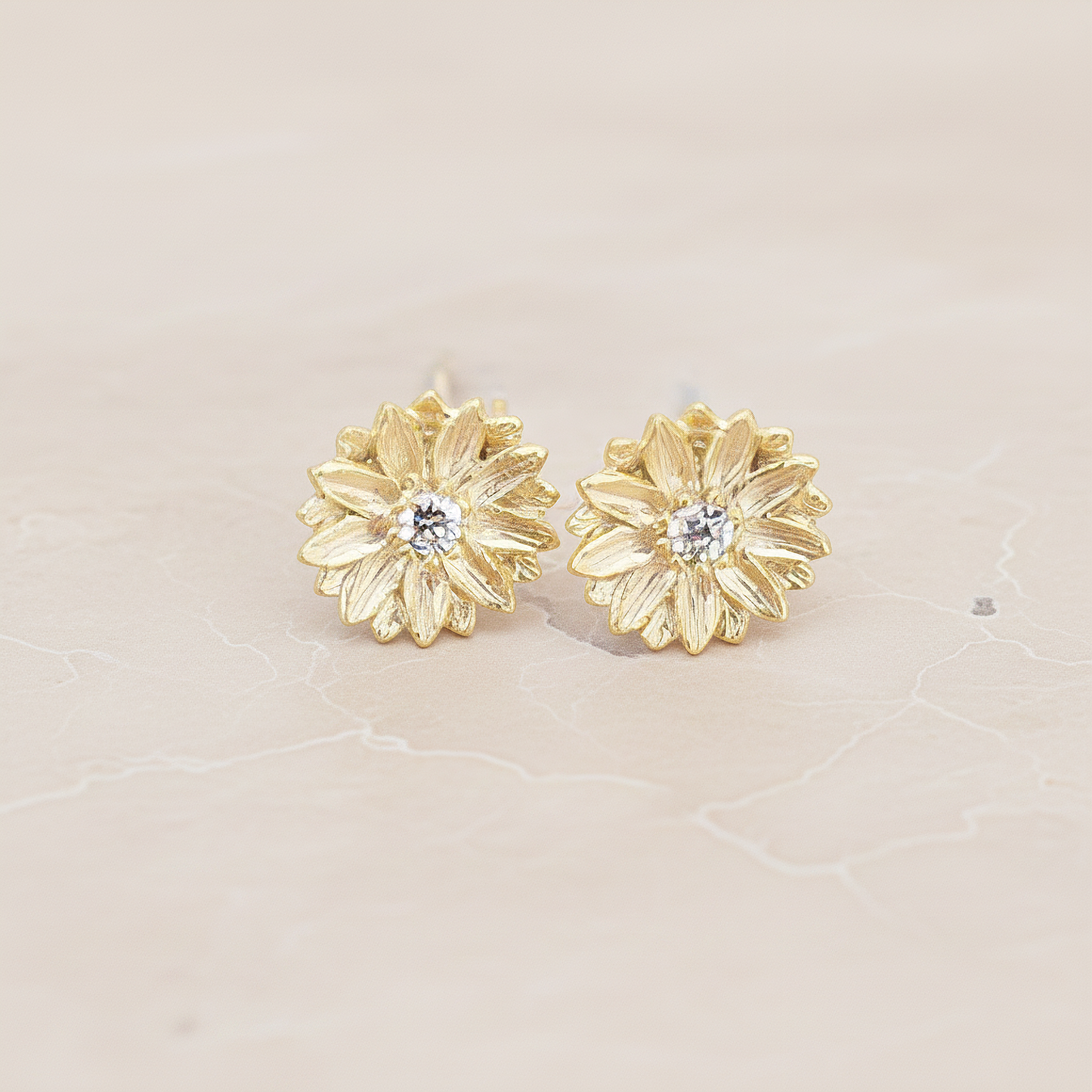 Cubic Setting Daisy Flower Ear Post, 2 Pc (ER.274)