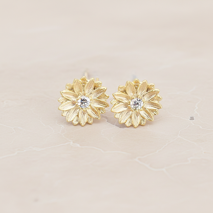 Cubic Setting Daisy Flower Ear Post, 2 Pc (ER.274)