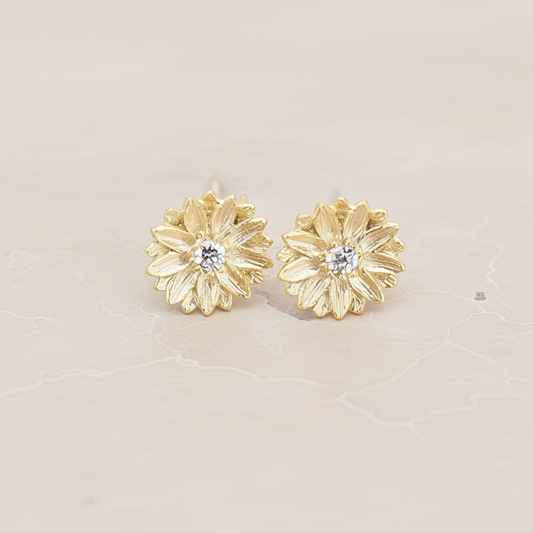 Cubic Setting Daisy Flower Ear Post, 2 Pc (ER.274)