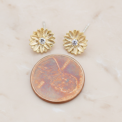 Cubic Setting Daisy Flower Ear Post, 2 Pc (ER.274)
