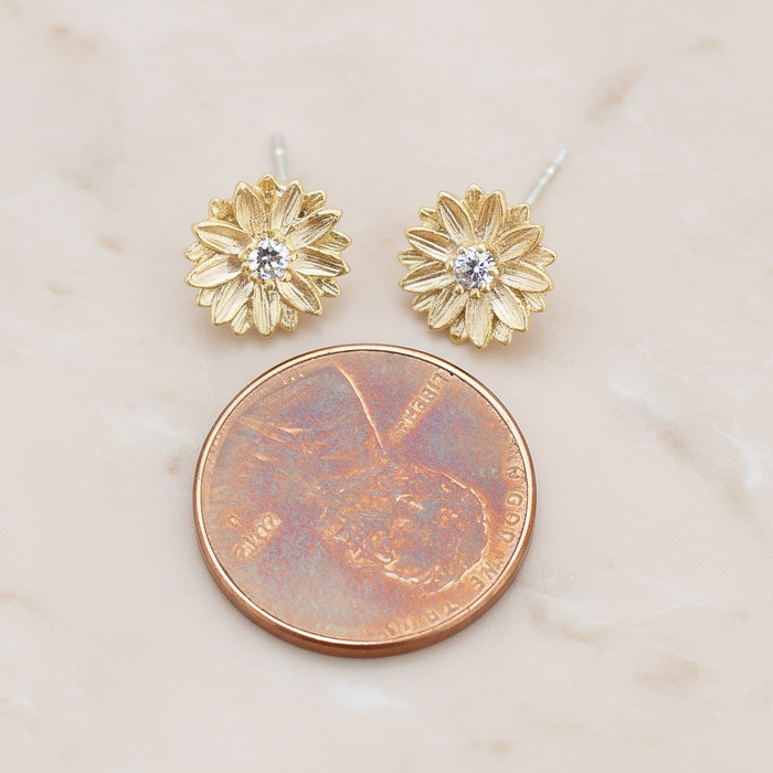 Cubic Setting Daisy Flower Ear Post, 2 Pc (ER.274)
