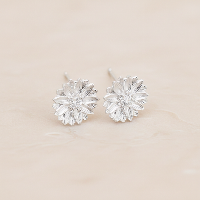 Cubic Setting Daisy Flower Ear Post, 2 Pc (ER.274)