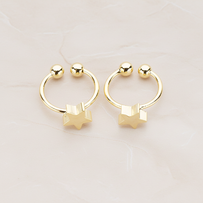 Mini Star Ear Cuff, 2 Pc - Glossy Gold (ER.281)