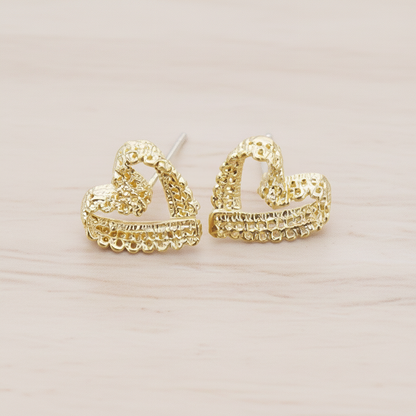 Lace Heart Ear Post, 2 Pc - Matte Gold (ER.284)