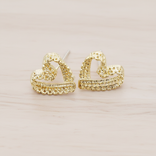Lace Heart Ear Post, 2 Pc (ER.284)
