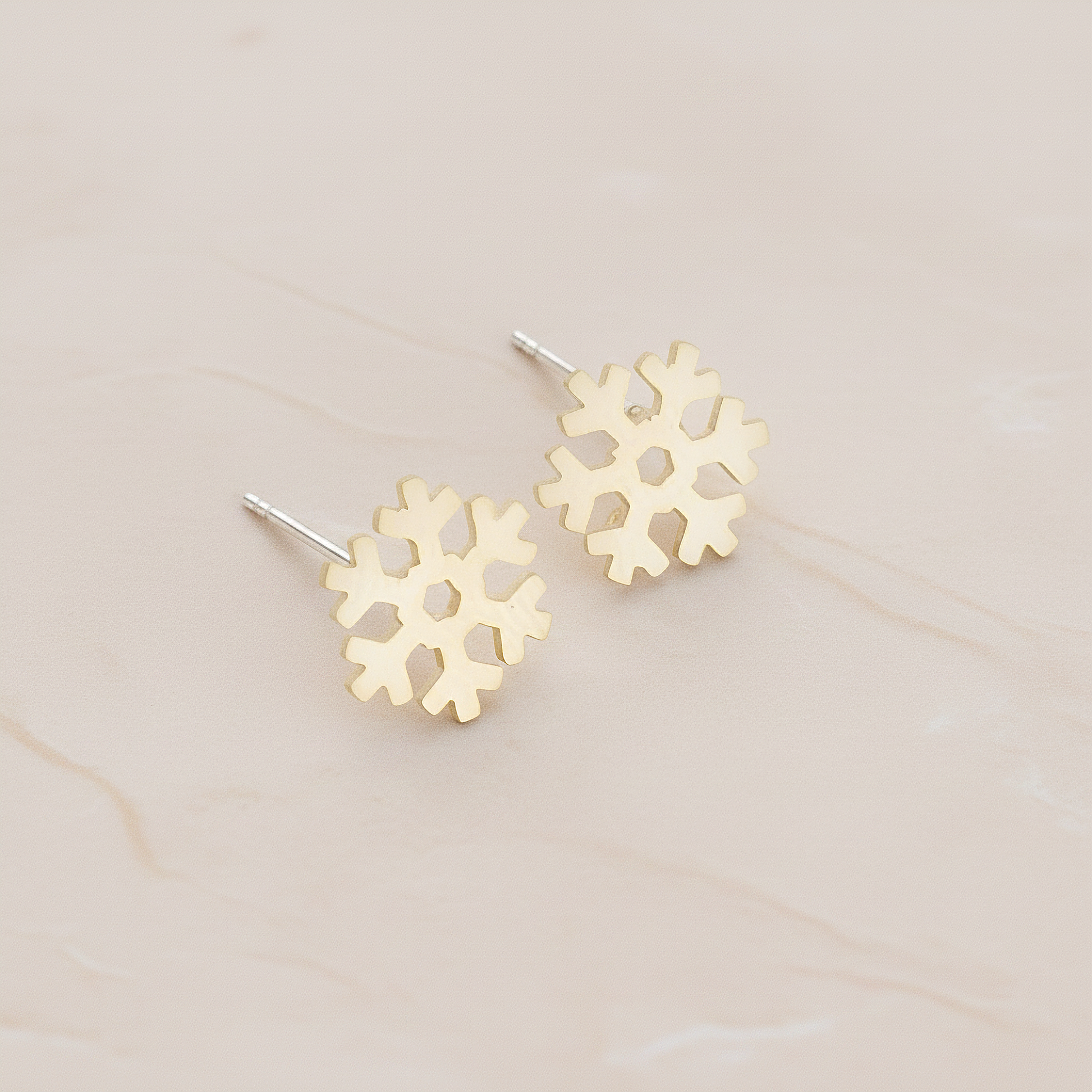 Round Snowflake Ear Post, 2 Pc - Matte Gold (ER.295)