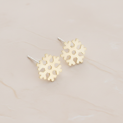 Round Snowflake Ear Post, 2 Pc - Matte Gold (ER.295)