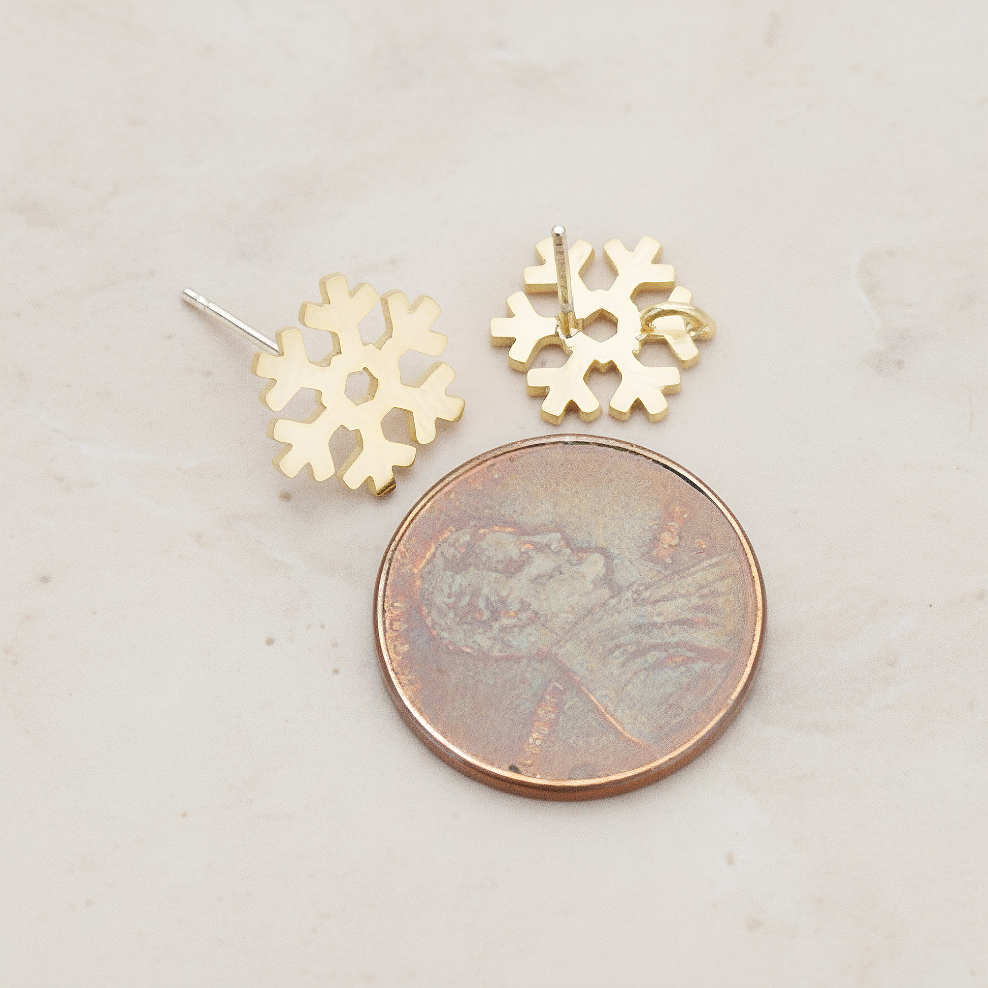 Round Snowflake Ear Post, 2 Pc - detail view 1 (ER.295)