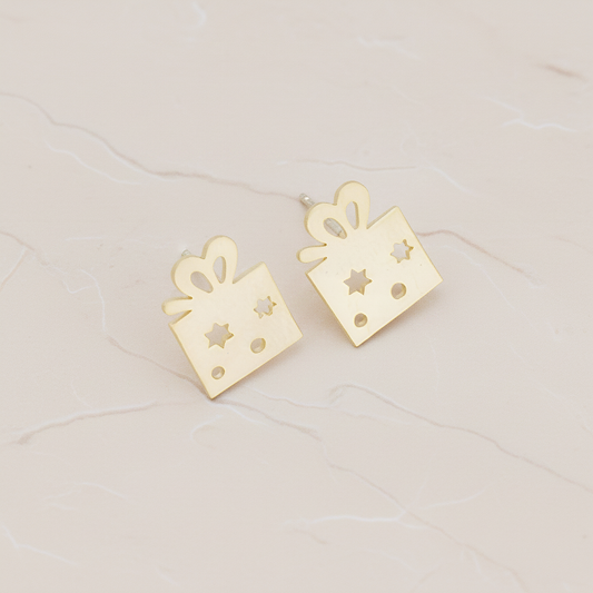 Round Gift Box Ear Post, 2 Pc (ER.296)