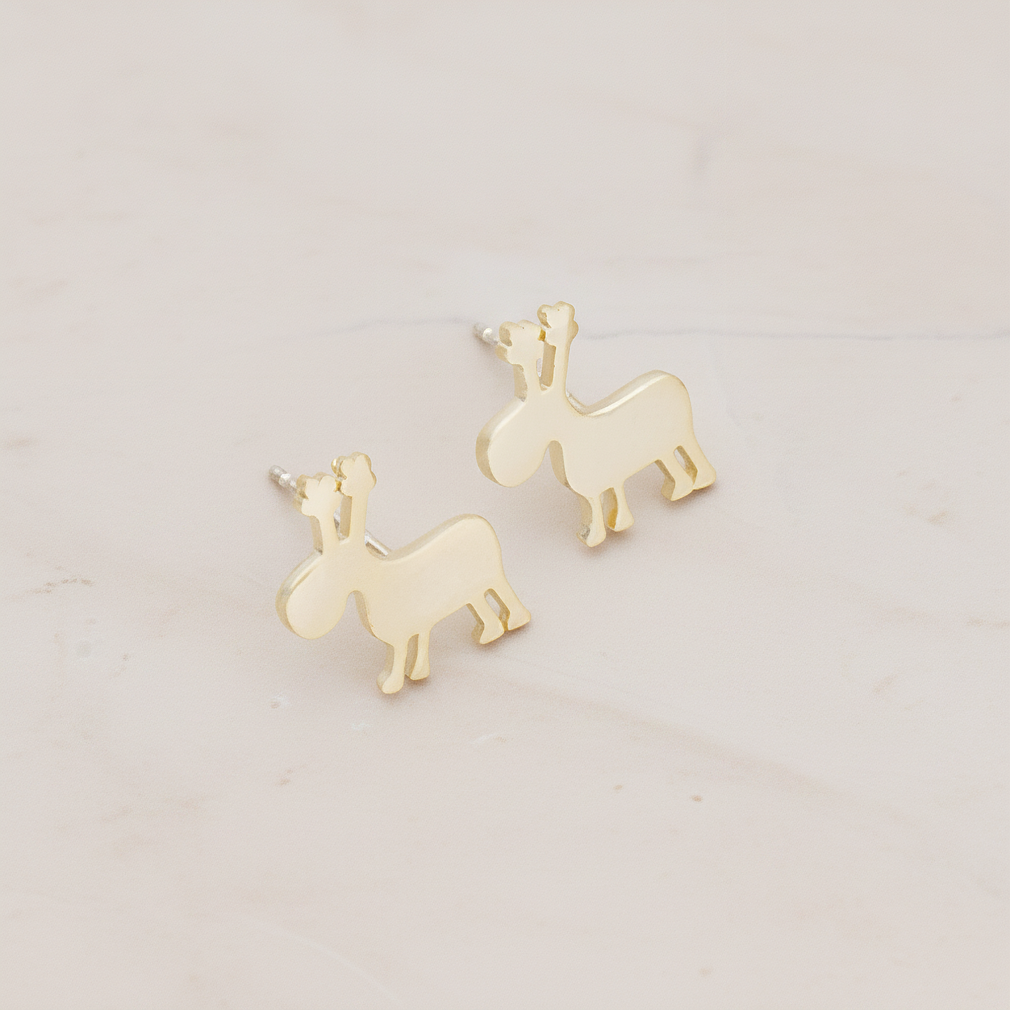 Round Rudolph Ear Post, 2 Pc - Matte Gold (ER.297)