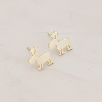 Round Rudolph Ear Post, 2 Pc - Matte Gold (ER.297)